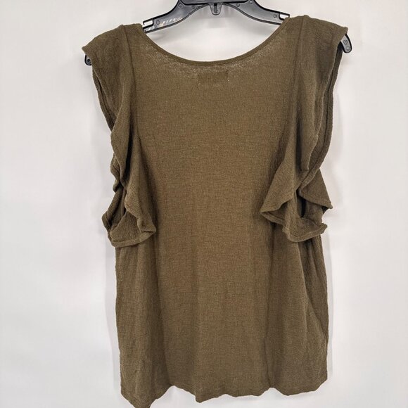 MADEWELL Womens Size Large Olive Green Cotton Ruffle Sleeve Scoop Neck Tank Top - Picture 14 of 14